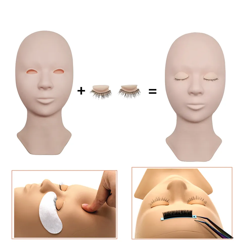 Χονδρική τιμή Εξάσκηση Lashing Eyelashes Mannequin Head Σετ εκπαίδευσης για αρχάριους Καλλυντικά Eye Lash Extension Supplies Mannequin