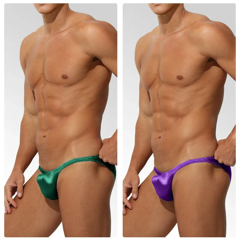 Low Waist Ice Silk Satin Men's Underwear Tight Fit Sport StyleJJ Boosting Luxury Sensual Briefs Youth Nylon Spandex — image 12