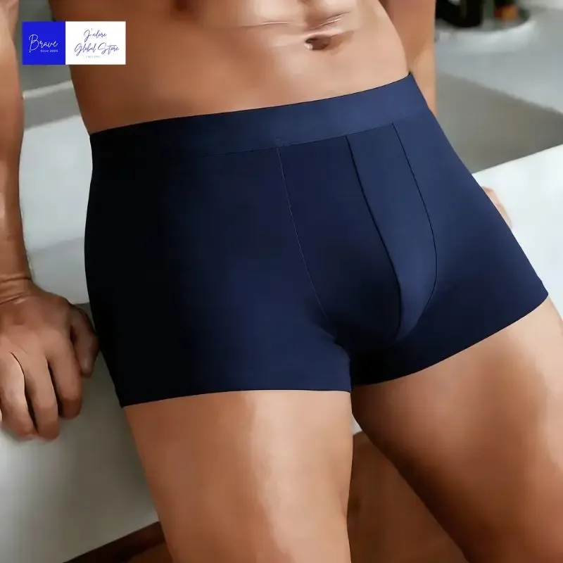 Men's Ice Silk Boxer Briefs Solid Color Quick-Dry Underwear Soft Breathable Low-Rise Trunks S-6XL Boys Underwear Boxershorts Men — image 8