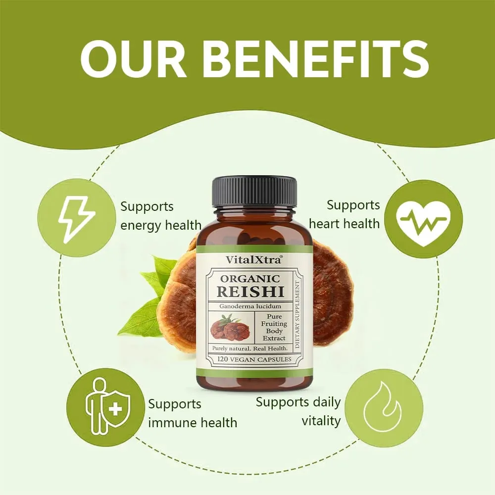 Reishi Mushroom Capsules 1000mg Ganoderma Lucidum Υποστηρίζει την χαλάρωση του ανοσοποιητικού υγείας τον ύπνο και τη φυσική ενέργεια Vegan μη ΓΤΟ — image 2