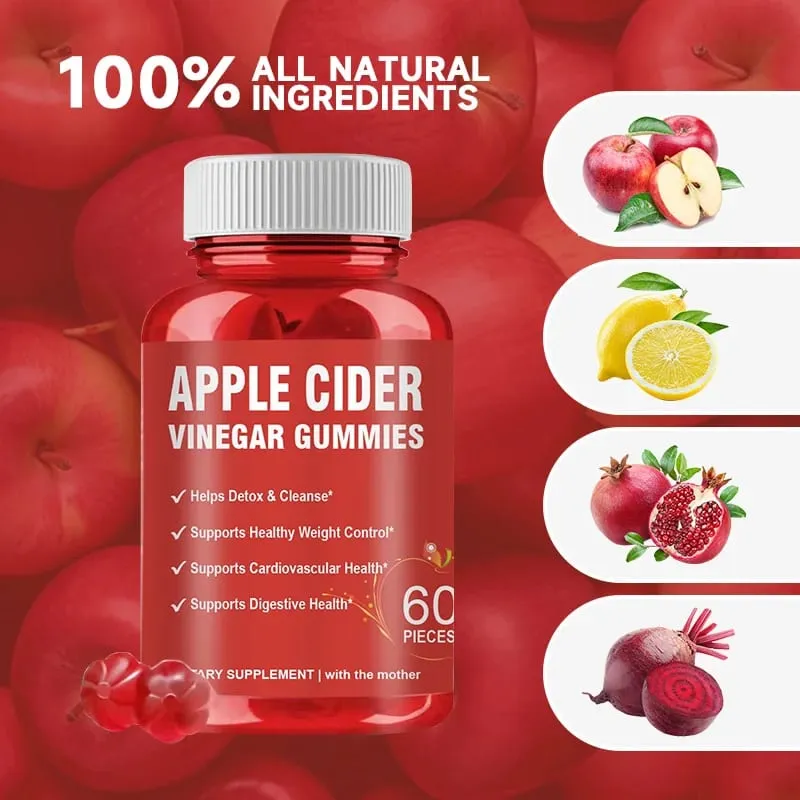 Apple Cider Vinegar Gummies Detox For Bloating and Constipation Slimming Fat Burning Digestive System Health
