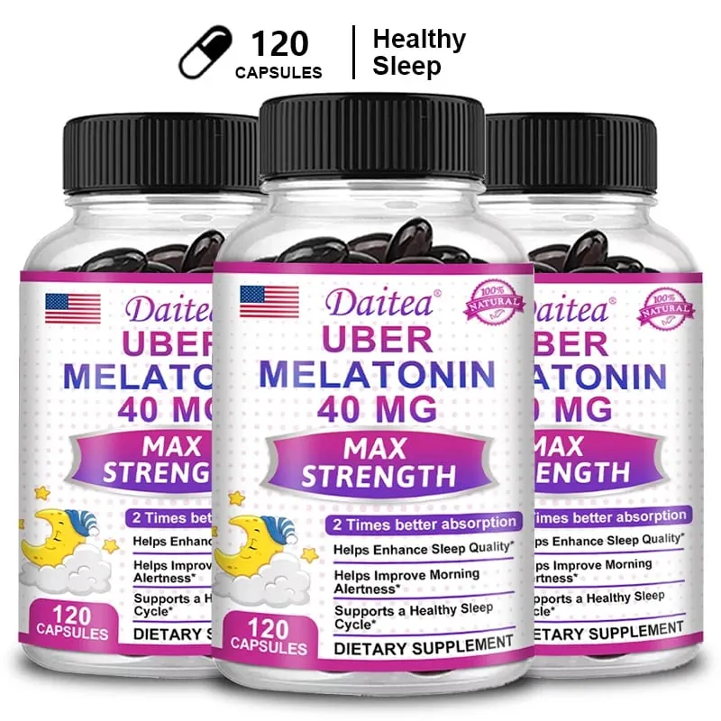 קפסולות Daitea Super Melatonin-40mg מכילות ויטמין C עוזרות לך להירדם מהר יותר להקל על נדודי שינה ולשפר את איכות השינה