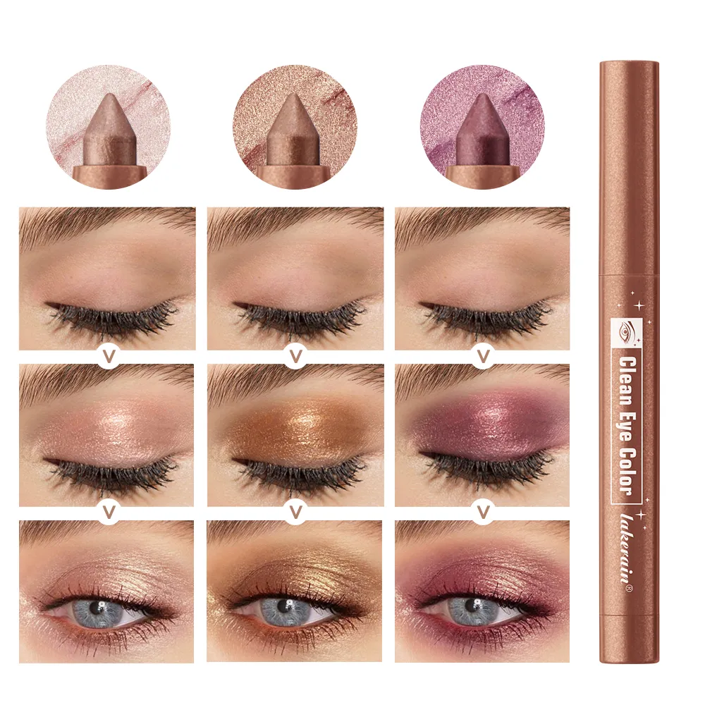 12Colors Metallic Eyeshadow Pencil Glitter Silkworm Liner Pen Highlighter μακράς διάρκειας Χρυσό Μπλε Κρέμα Μακιγιάζ για σκιές ματιών Stick