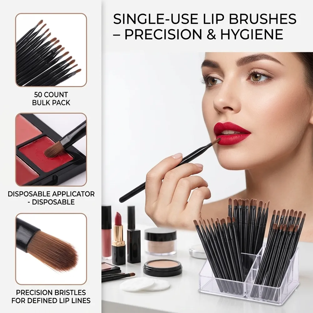 50/100 τμχ Σετ βουρτσών μιας χρήσης Lipstick Gloss Wands Applicator Πινέλα μακιγιάζ Επαγγελματικό καλλυντικό εργαλείο ομορφιάς — image 2