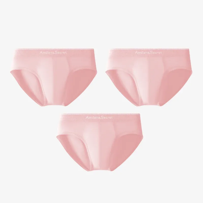 3Pcs Men's Modal Briefs Mid‑Waist U‑Pouch No‑Fly Solid Triangle Underpants Soft Breathable Athletic Daily Men Underwear