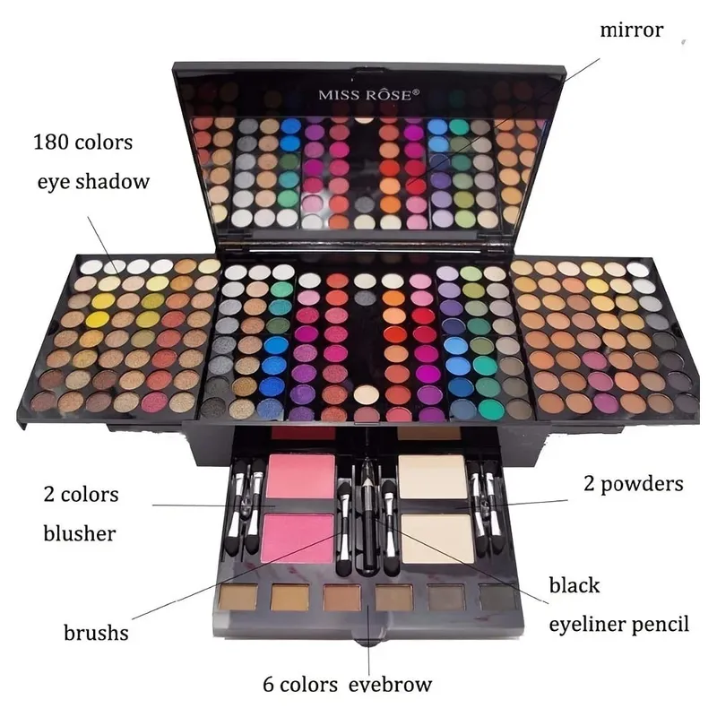 180 Έγχρωμη θήκη για πιάνο Eye Shadow Powder Blusher Σετ πλάκα μακιγιάζ Πολυλειτουργικό κουτί μακιγιάζ Δώρο ανθεκτικό και φορητό — image 4