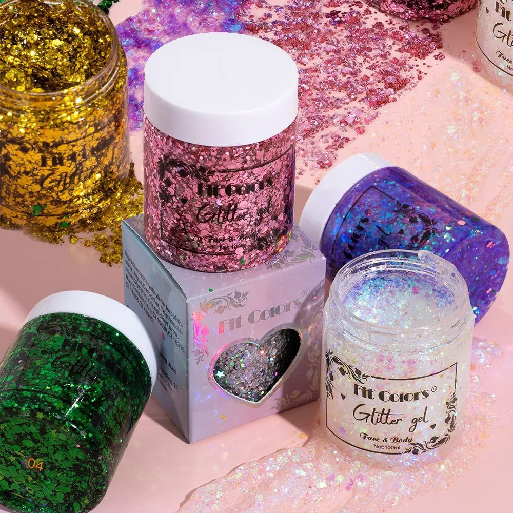 100ml glitter gel sombra de olho líquido rosto corpo grande lantejoulas gel multifuncional colorido solto lantejoulas creme decoração de festa