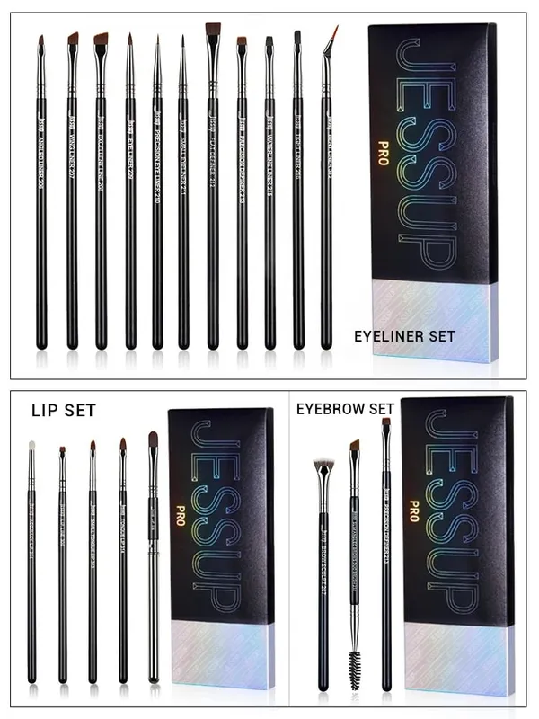 Jessup Eyebrow brushes set 3pcs Pro eyebrow brush synthetic brow sculpt/slim flat angled brows brush/precision definer T326