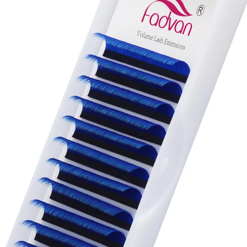 Fadvan Pitkät 15-20mm Easy Fanning Meikkiripset Sekalaiset 8-14mm Värilliset tekosilmäripsien pidennykset Vihreä/violetti/punainen/sininen väriripset