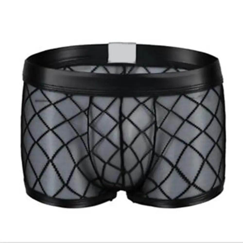 Boxer fin et respirant pour hommes, Sexy, noir, maille transparente, sous-vêtements convexes en U, Lingerie, pantalons Gay