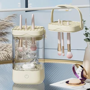 Limpador de pincéis de maquiagem elétrico portátil com plugue USB Ferramenta de limpeza de pincéis de maquiagem recarregável Limpeza automática de pincéis de maquiagem