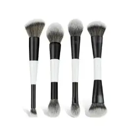 Dobbelt hoved makeup børster 2 i 1 flad vinklet foundation concealer kontur til blanding af løst pulver flydende creme kosmetiske værktøj