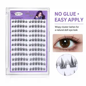 Gege Bear No Glue False Eyelashes Self Adhesive Lash Clusters Wispy Sunflower Style Natural Doll Eye Easy Apply Makeup