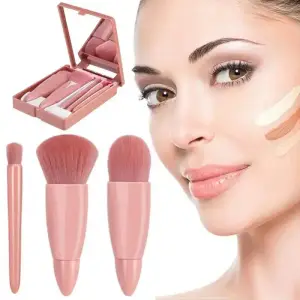5 pçs mini pincéis de maquiagem pequena função kit pincéis cosméticos completos com caso e espelho tamanho de viagem conjunto de pincéis de maquiagem