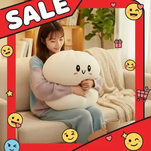 Large Dumpling Squishy Plush Toy Soft PET Stuffed Hug Pillow Adorable Steamer Design Home Decoration Stress Relief Toy for Kids
