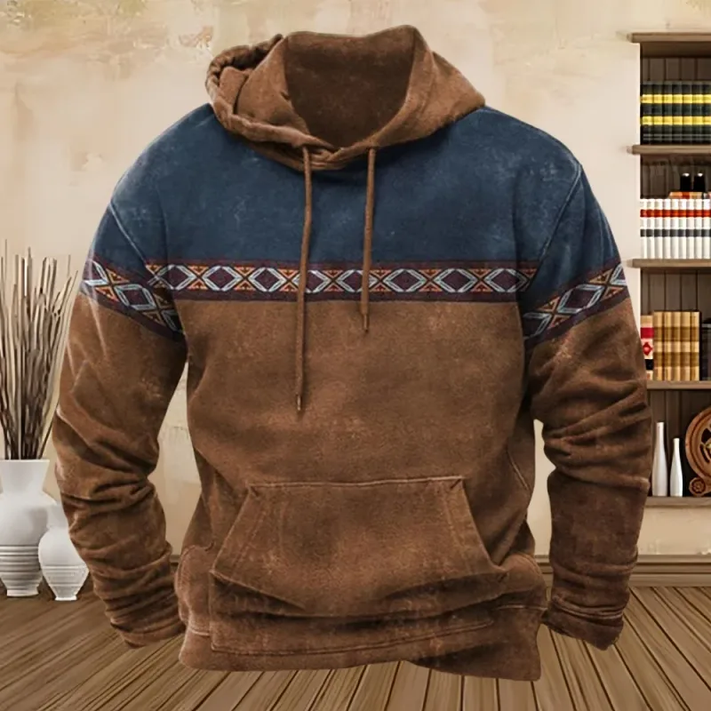 Vintage Tribal Style Potisk Pánské Mikiny Mikina Jaro Podzim Nové Volný Pulovr Běžné Streetwear Pánské oblečení nadměrné velikosti