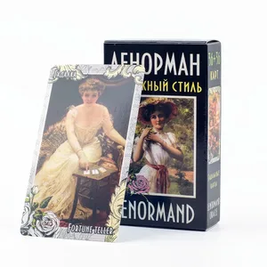 72 дана ЛЕНОРМАН ВИНТАЖНЫЙ СТИЛЬ LENORMAND ORACLE Орыс Visions Tarot Fate Deck Board Game картасы Отбасылық кешке арналған