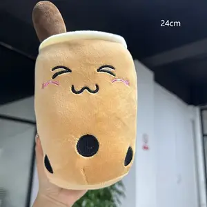 Cute Stuffed Boba Plush Bubble Tea Real-life Bubo Food Milk Cup Plushie Pillow Soft Kawaii Plush Toys Gifts for Kids Adult 24CM~
