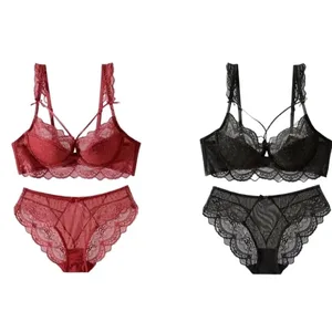 Elegantní sada krajkového spodního prádla ve francouzském stylu Přiléhavý Nastavitelný Sbírá větší poprsí Menší vzhled Ženy Měkká podprsenka S-2XL Pohodlná podprsenka