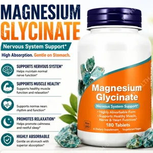 Suplemen Magnesium Glisinat 180 Tablet Tablet Diet Bisglisinat Chelated untuk Pria & Wanita Dukungan Mineral Harian yang Lembut