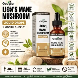 Googeer Lion's Mane Cogumelo Líquido Gotas de Memória e Suporte de Foco para Clareza Cognitiva Agilidade Mental Sem Álcool 30 ML