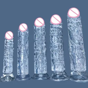 Barato 5 colores pequeño consolador transparente ventosa gelatina pene mujeres erótico sexo Anal juguetes clítoris suave masturbadores vaginales pene