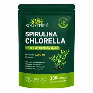Solo Tree Spirulina Chlorella Viên Mềm Với Vi Tảo Hữu Cơ Vitamin B6 B12 Cân Bằng Tiêu Hóa & Hỗ Trợ Miễn Dịch 300 Viên Mềm