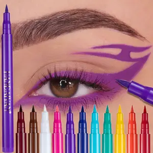 12 väriä musta purppura nestemäinen silmänympäryskynä vedenpitävä Big Eyes meikki sileä nopeasti kuivuva matta silmänrajauskynä Naisten kosmetiikka kauneus