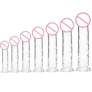 Para adultos masturbador sexual punto G consolador realista para mujeres TPE principiante consolador transparente con fuerte ventosa juego manos libres