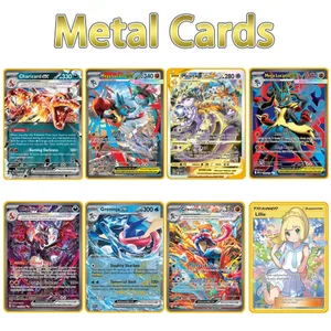 Legal novo cartão de metal pokemon 10000 pontos arceus charizard super cartão inglês mewtwo lucario greninja lillie anime cartões