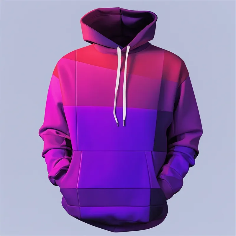 2024 New Fashion 3D Printed Purple Hoodie Men's Y2k Casual Design Hooded Sportshirt Autumn Street Hip Hop Men's Clothing Tops