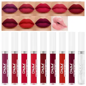 DNM 19 Färg Matt sammet flytande läppstift Vattenfast Håller Ej lätt att bleka Lipgloss Makeup Lila Röd Nude Lip Tint Kosmetika