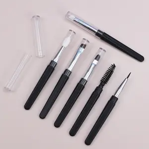 ★▲1PC Pincéis de maquiagem portáteis para sombra, tamanho de viagem, pincéis de maquiagem para sobrancelha, silicone, ferramentas cosméticas essenciais com tampa