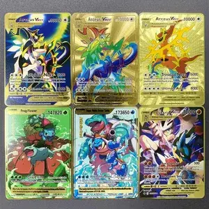 Cartas pokémon de metal em inglês, faça você mesmo, arceus mewtwo charizard pikachu, ferro brilhante, pokémon gx vmax ex, jogo infantil, coleção de cartas, brinquedo, presente