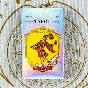 Holographic Rainbow Classic Tarot Deck 78Pcs Iridescent Tarot Cards With Guidebook Divination Oracle Card For Beginners