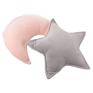 2Pcs Moon and Star Pillows Baby Room Cushions Soft Decorative Nursery Throw Pillow Crib Decoration Pillow for Bedroom Living