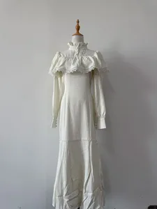 Nicemix vestido gótico vitoriano com renda, gola alta, sereia, novo vestido longo, elegante, slim, escuro, lolita
