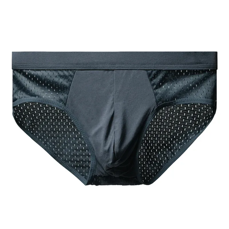 Sous-vêtements pour hommes, culotte triangulaire fine et respirante, slip en soie glacée, en maille, pantalon d'angle carré Sexy pour hommes