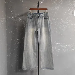 อเมริกัน Retro Minimalist Distressed ล้างกางเกงยีนส์ผู้ชายความยาวเต็ม Causal กางเกงขาตรง 2026 ฤดูใบไม้ผลิข่าว 9X1974