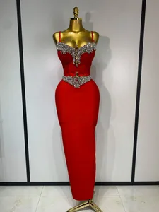 Phụ Nữ Bodycon Băng Đô Đầm Lưới Hoa Cưới Hở Lưng Gợi Cảm Cao Cấp Kim Cương Giả Quần Áo Hộp Đêm Evning Tiệc Sinh Nhật Đầm Maxi Áo Dài