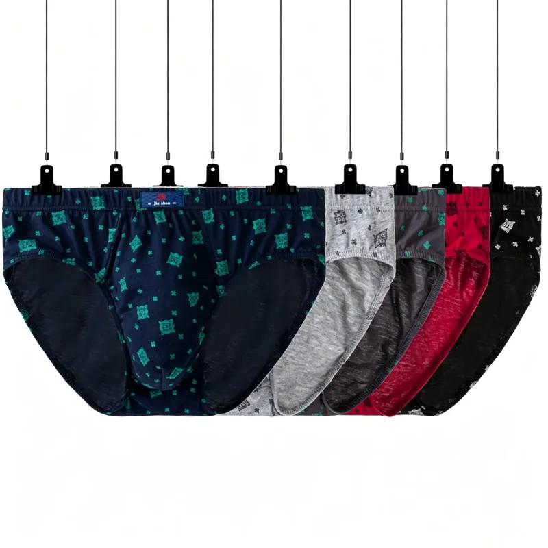5 Pieces/lot Men's 100% Cotton Breathable Briefs Plus Size Men Underwear Breathable Comfortable Men Underpant Lingerie Panties