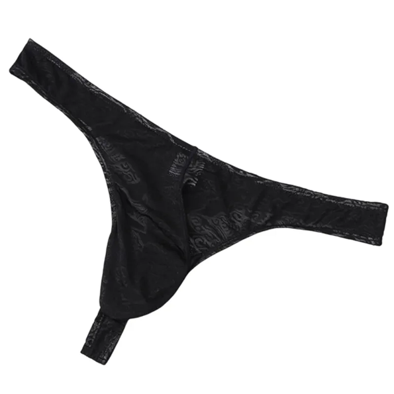Lelaki Lace Jacquard G-string Seluar Dalam Tinggi Meregangkan Kantung Besar Thong Seluar Dalam Gay Seksi Erotik Seluar Dalam T-belakang