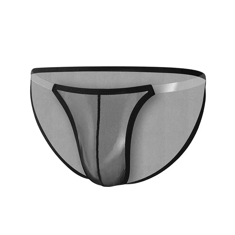 Ropa interior para hombre, calzoncillos transparentes de malla completa sexi, seda fina de hielo, transpirable, cintura baja, ropa interior sexi para hombre