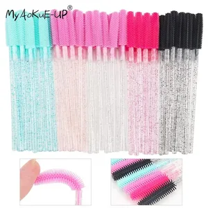 50 stk Silikon Krystall Mascara Staver Applikator Engangs diamant øyenvippe børster Kam For kvinner Skjønnhet Makeup Børste Verktøy