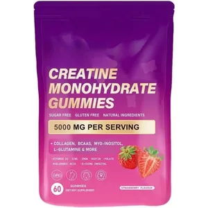 Gumii monohidrat de creatină cu colagen BCAA și vitamine Supliment de fitness Aroma de căpșuni Suport zilnic pentru antrenament Zahăr