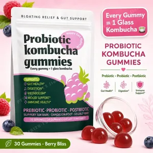 Probiotikus kombucha gumicukor minden gumicukorral 1 pohár Kombucha prebiotikus posztbiotikus emésztőszervek egészsége Vegán bogyós 30 gumicukor