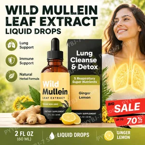 Totes les gotes naturals de Mullein amb gingebre llimona per a la neteja pulmonar i extracte de fulla de Mullein desintoxicació per a la salut respiratòria dels pulmons