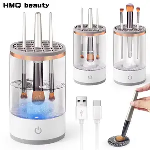 Portátil usb escova de maquiagem limpador 3 em 1 elétrica escovas cosméticas limpeza secador ferramenta lavagem automática maquiagem limpador para mulher