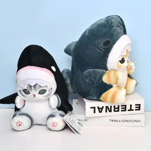 27cm Mofusand Shark Cat Plush Toys Cute Cartoon Stuffed Animals Doll Soft Kawaii Anime Cat Hugging Plush Pillow