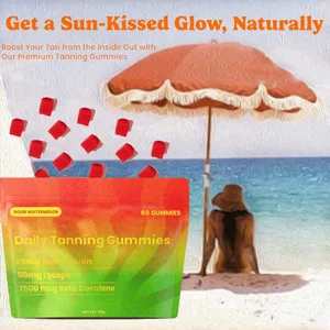 Bronzage Gummies - Supplément de bronzage naturel avec astaxanthine lycopène et bêta-carotène - Boost mélanine pour une peau et un éclat radieux
